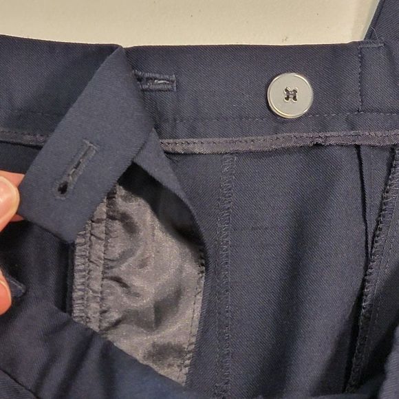 Pendleton Virgin Wool Dress Pants Trousers Women 12 Navy Blue Flat Front Pockets - Picture 7 of 12